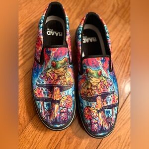 Mushroom Themed Custom “Vans” Like Slip On Sneakers Made By Raad Shoes 10M 11.5W